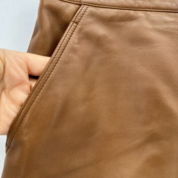 Vintage Gianni Versace It 38 US 4 Pencil Skirt Mini Brown Leather Designer Glam - Picture 2 of 8
